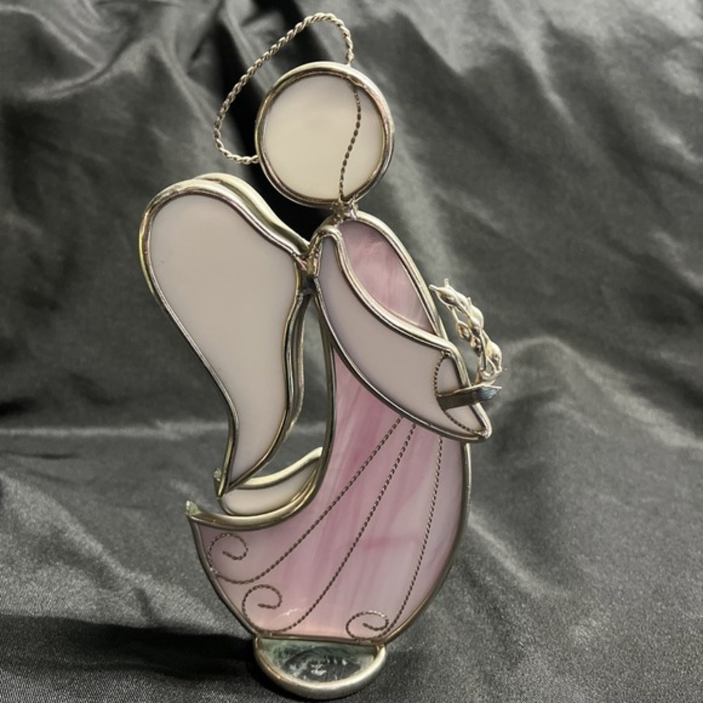 Vintage Pink Suncatcher 9" Angel Holding Wheat‎